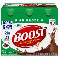Boost High Protein Nutritional Drink, Rich Chocolate, 20g Protein , 6 - 8 fl oz Bottles