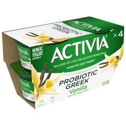 Activia Probiotic Nonfat Greek Yogurt, Vanilla, 5.3 oz., 4 Pack