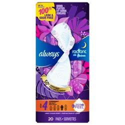 ALWAYS Radiant, Size 4, Overnight Sanitary Pads With Wings, Scented
