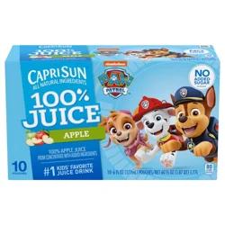 Capri Sun 100% Juice Apple All-Natural Juice from Concentrate with added ingredients, 10 ct Box, 6 fl oz Pouches