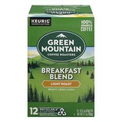 Green Mountain Coffee Roasters Breakfast Blend Single-Serve Keurig K-Cup Pods, Light Roast Coffee, 12 Count