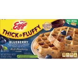 Eggo Thick and Fluffy Frozen Waffles, Blueberry, 11.6 oz, 6 Count, Frozen