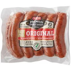 H-E-B Select Ingredients Original Smoked Sausage, Value Pack 