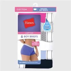Hanes Women's Cotton Boy Brief Panties, Assorted Colors, Size 7