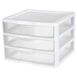 Sterilite Clearview 3-Drawer Wide Organizer 2093 - Clear/White
