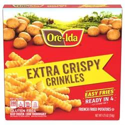 Ore-Ida Ready in 5 Extra Crispy Crinkles French Fries Fried Microwavable Frozen Potatoes, 4.75 oz Box