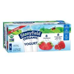 Stonyfield Organic Kids' Strawberry & Mixed Berry Lowfat Yogurt - 16ct/2oz Tubes