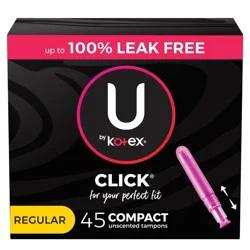 U by Kotex Click Compact Unscented Tampons - Regular - 45ct