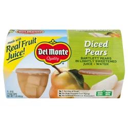 Del Monte Diced Pears In Light Syrup Fruit Cups