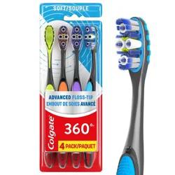 Colgate 360 Total Advanced Floss-Tip Bristles Toothbrush Soft - 4ct