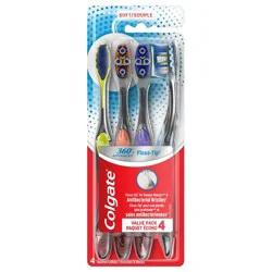 Colgate 360 Total Advanced Floss-Tip Bristles Toothbrushes - Soft - 4ct