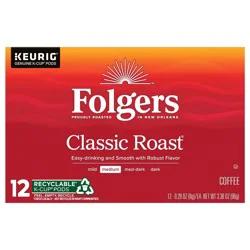 Folgers Classic Roast K-Cup Pods, Medium Roast Coffee, 12 Count