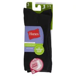 Hanes Womens Comfort Soft Cuff Sock Black Size 5-9