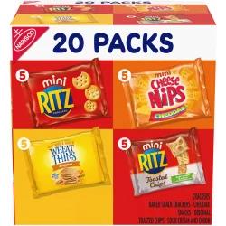 Nabisco Savory Cracker Variety Pack, RITZ, Cheese Nips, Wheat Thins & RITZ Toasted Chips Sour Cream and Onion, 20 Snack Packs