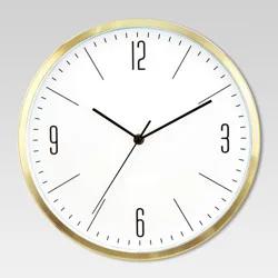 6" Round Wall Clock White/Brass - Project 62