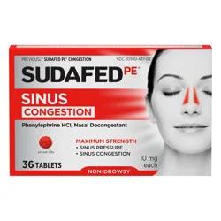 Sudafed PE Maximum Strength Congestion & Sinus Pressure Relief Tablets - 36ct