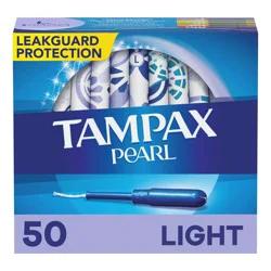 Tampax Pearl Light Absorbency Plastic Applicator and LeakGuard Braid Tampons - Unscented - 50ct