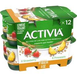 Activia Low Fat Fiber Probiotic Strawberry & Pineapple Variety Pack Yogurt Cups