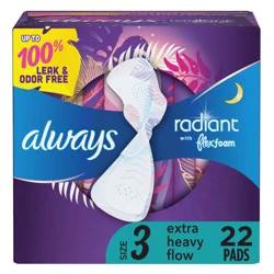 Always Radiant Extra Heavy Flow Absorbency with Flex Foam Pads - Scented - Size 3 - 22ct