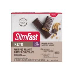 SlimFast Keto Fat Bomb Meal Replacement Bar - Whipped Peanut Butter Chocolate - 5ct