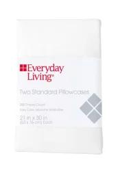 Everyday Living 200 Thread Count Cotton/Polyester Pillow Case - 2 Piece - Brite White