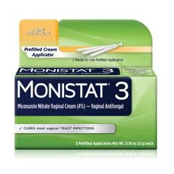 Monistat 3 Day Yeast Infection Treatment for Women, 3 Miconazole Cream Filled Applicators