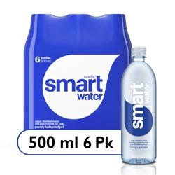 smartwater vapor distilled premium water bottles, 16.9 fl oz, 6 Pack