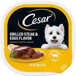 Cesar Soft Wet Dog Food Classic Loaf In Sauce Grilled Steak And Eggs Flavor