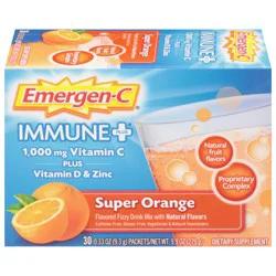 Emergen-C Immune Plus 1000 mg Vitamin C Super Orange Drink Mix 30 - 0.33 oz Packets