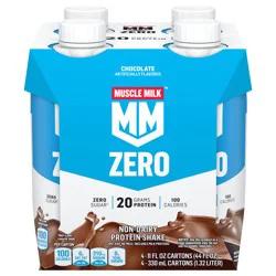Muscle Milk Zero Sugar Non-Dairy Protein Shake Chocolate Artificially Flavored 11 Fl Oz 4 Count Carton