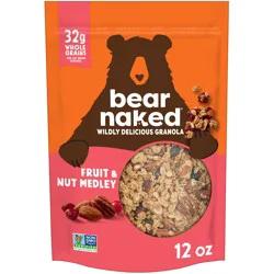 Bear Naked Granola Cereal, Whole Grain Granola, Breakfast Snacks, Fruit and Nut Medley, 12oz Bag, 1 Bag