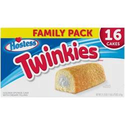 HOSTESS TWINKIES, Golden Sponge Cake, Creamy Filling, Tasty Snack Treat, Family Pack – 16 count / 21.73 oz