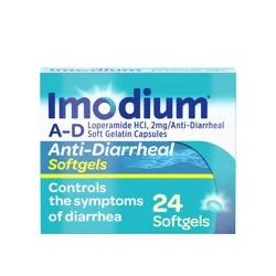 Imodium A-D Anti-Diarrheal Medicine Softgels with Loperamide Hydrochloride per Capsule, Diarrhea Relief to Help Control Symptoms Due to Acute, Active & Traveler's Diarrhea