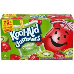 Kool-Aid Jammers Strawberry Kiwi Flavored 0% Juice Drink, 10 ct Box, 6 fl oz Pouches