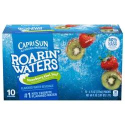 Capri Sun Roarin' Waters Strawberry Kiwi Flavored with other natural flavors Water Beverage, 10 ct Box, 6 fl oz Drink Pouches