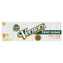 Vernors Zero Sugar Ginger Soda, 12 fl oz cans, 12 pack