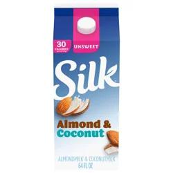 Silk Almond Coconut Milk, Unsweet, Dairy Free, Gluten Free, Seriously Creamy Vegan Milk with 50% More Calcium than Dairy Milk, 64 FL OZ Half Gallon