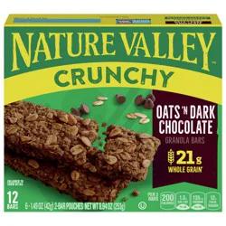 Nature Valley Crunchy Granola Bars, Oats 'n Dark Chocolate, 6 ct, 12 bars