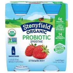 Stonyfield Organic Probiotic Strawberry Lowfat Yogurt Smoothies