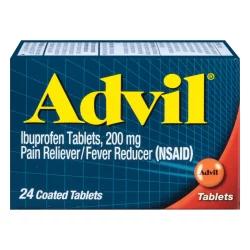 Advil Coated Tablets Pain Reliever and Fever Reducer, Ibuprofen 200mg, 24 Count, Fast-Acting Formula for Headache Relief, Toothache Pain Relief and Arthritis Pain Relief