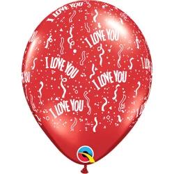11" I Love You A Round Imprint Latex Balloon.