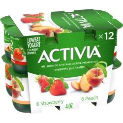 Activia Probiotic Peach & Strawberry Variety Pack Yogurt Cups