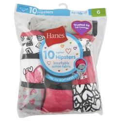 Hanes Girls' Hipster Underwear, Assorted Colors, Size 6