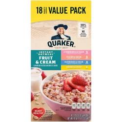 Quaker Fruit & Cream Instant Oatmeal Variety - 18ct