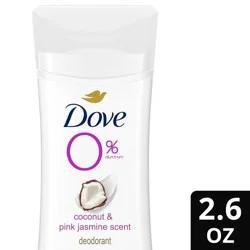 Dove Beauty 0% Aluminum Coconut & Pink Jasmine Women's Deodorant Stick - 2.6oz