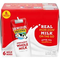 Horizon Organic Shelf-Stable Whole Milk Boxes, 8 oz., 6 Pack