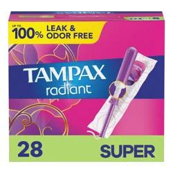 Tampax Radiant Super Absorbency Tampons - Unscented - 28ct