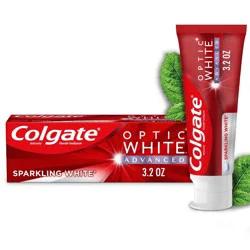 Colgate Optic White Advanced Whitening Toothpaste with Fluoride 2% Hydrogen Peroxide - Sparkling White - 3.2oz