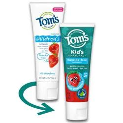 Tom's of Maine Silly Strawberry Childrens Fluoride-Free Toothpaste 5.1oz