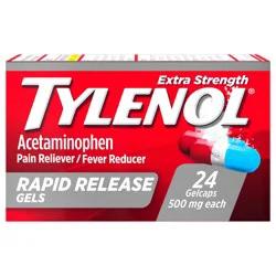 Tylenol Extra Strength Acetaminophen Rapid Release Gels, Extra Strength Pain Reliever & Fever Reducer Medicine, Gelcaps with Laser-Drilled Holes Acetaminophen